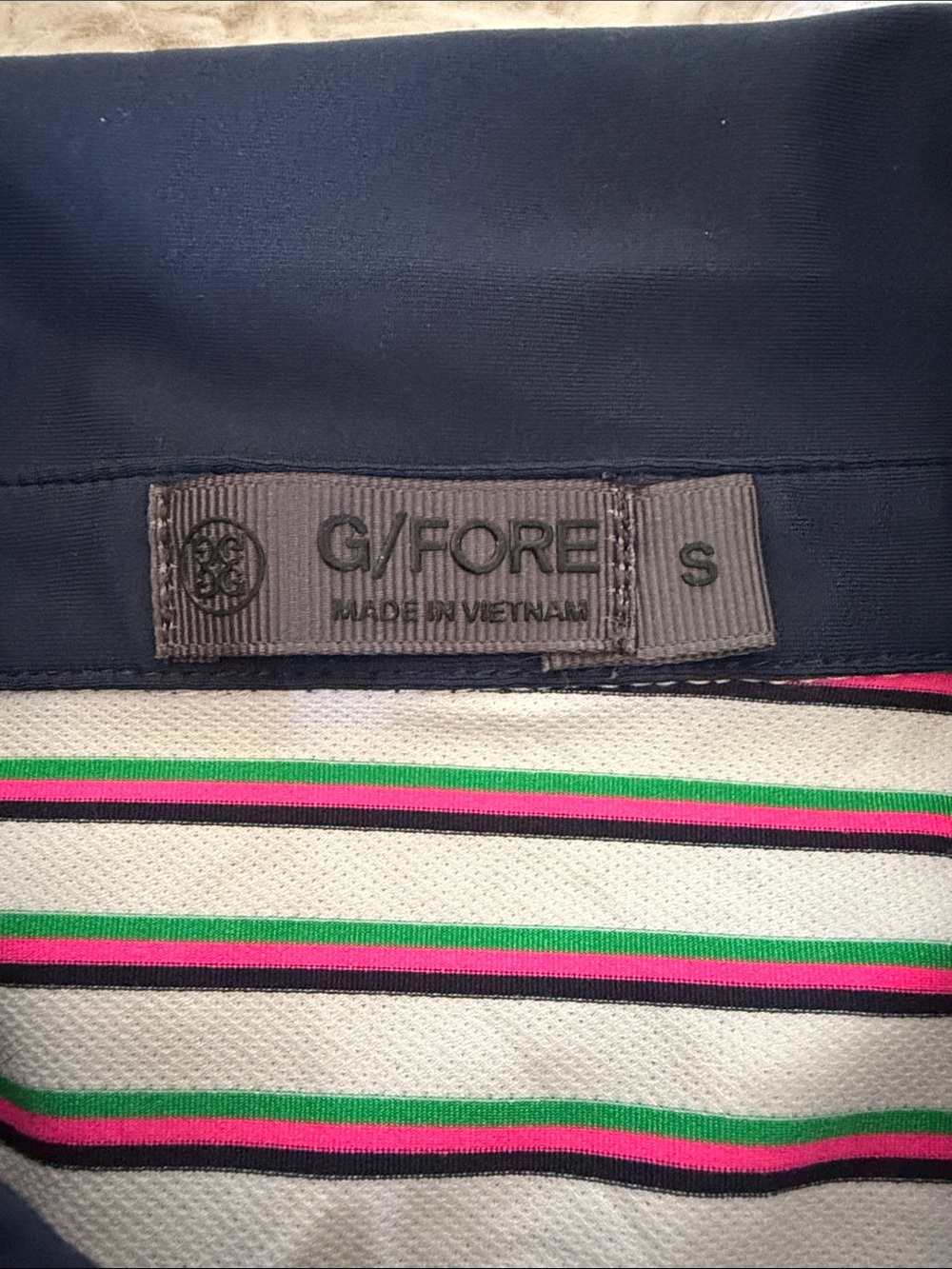G/FORE Womens Perforated Jersey Stripe Golf Polo SIZE SM - Picture 3 of 4
